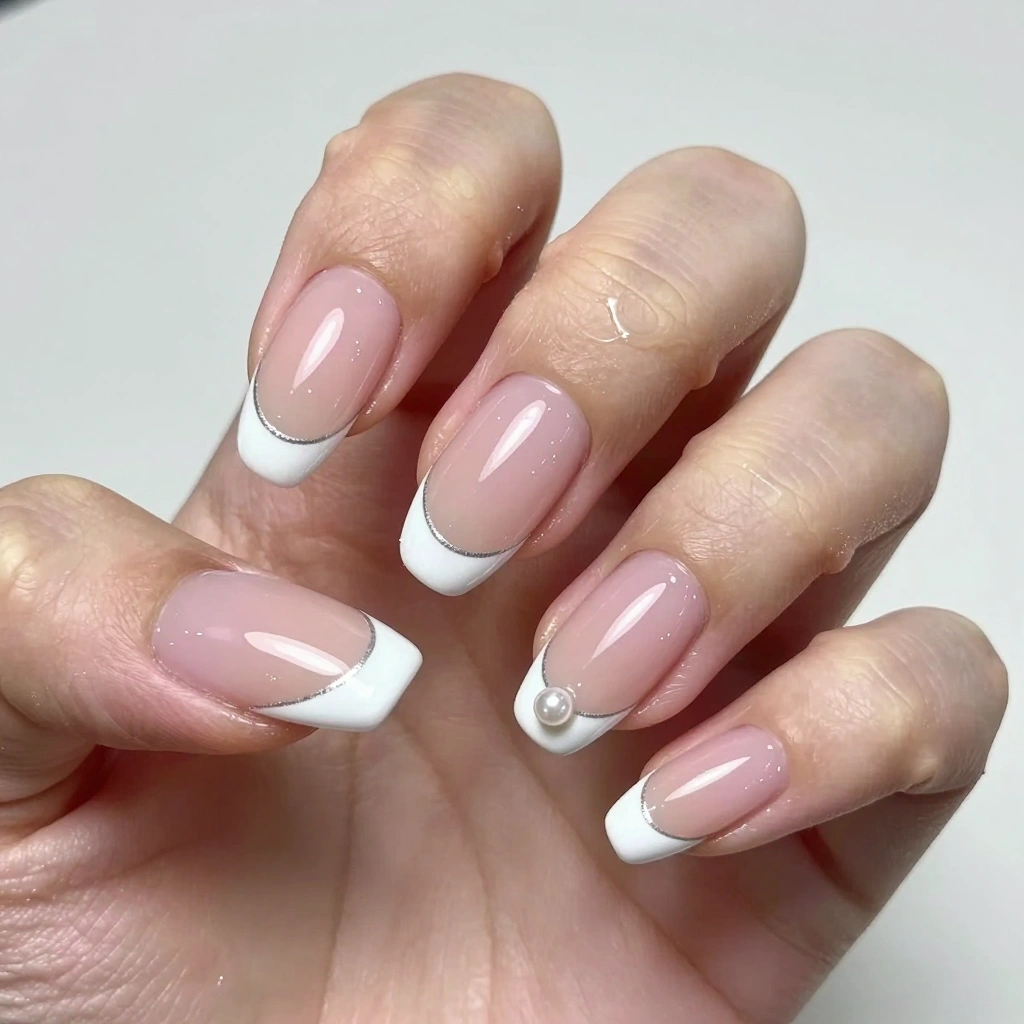 Classic Milky Bubble Bath French Tips