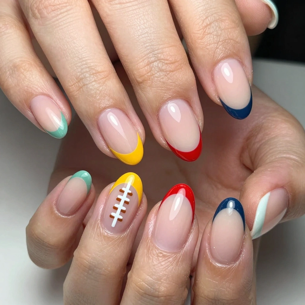 Classic Team Color French Tip Nail Design