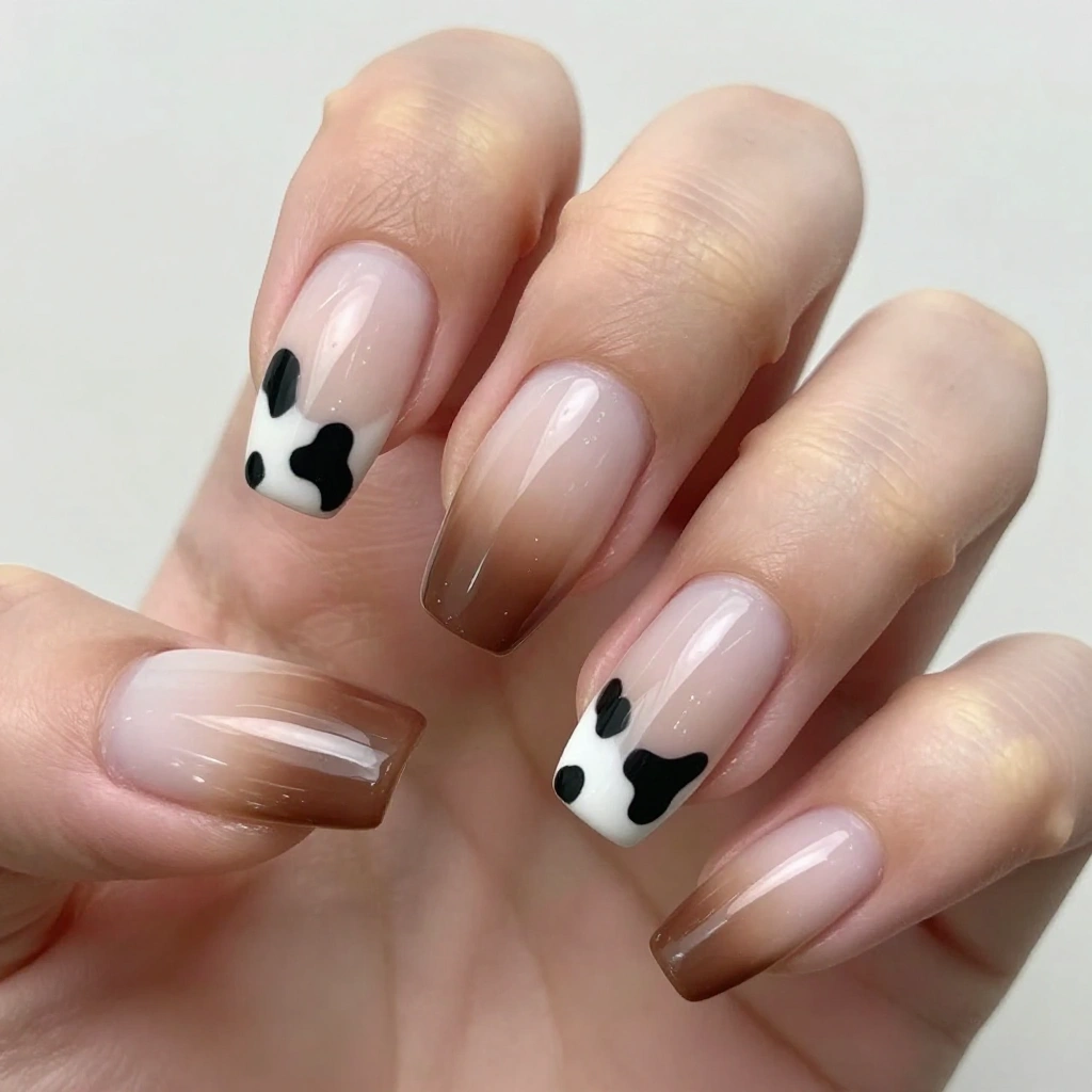 Cow Print Ombre Nails