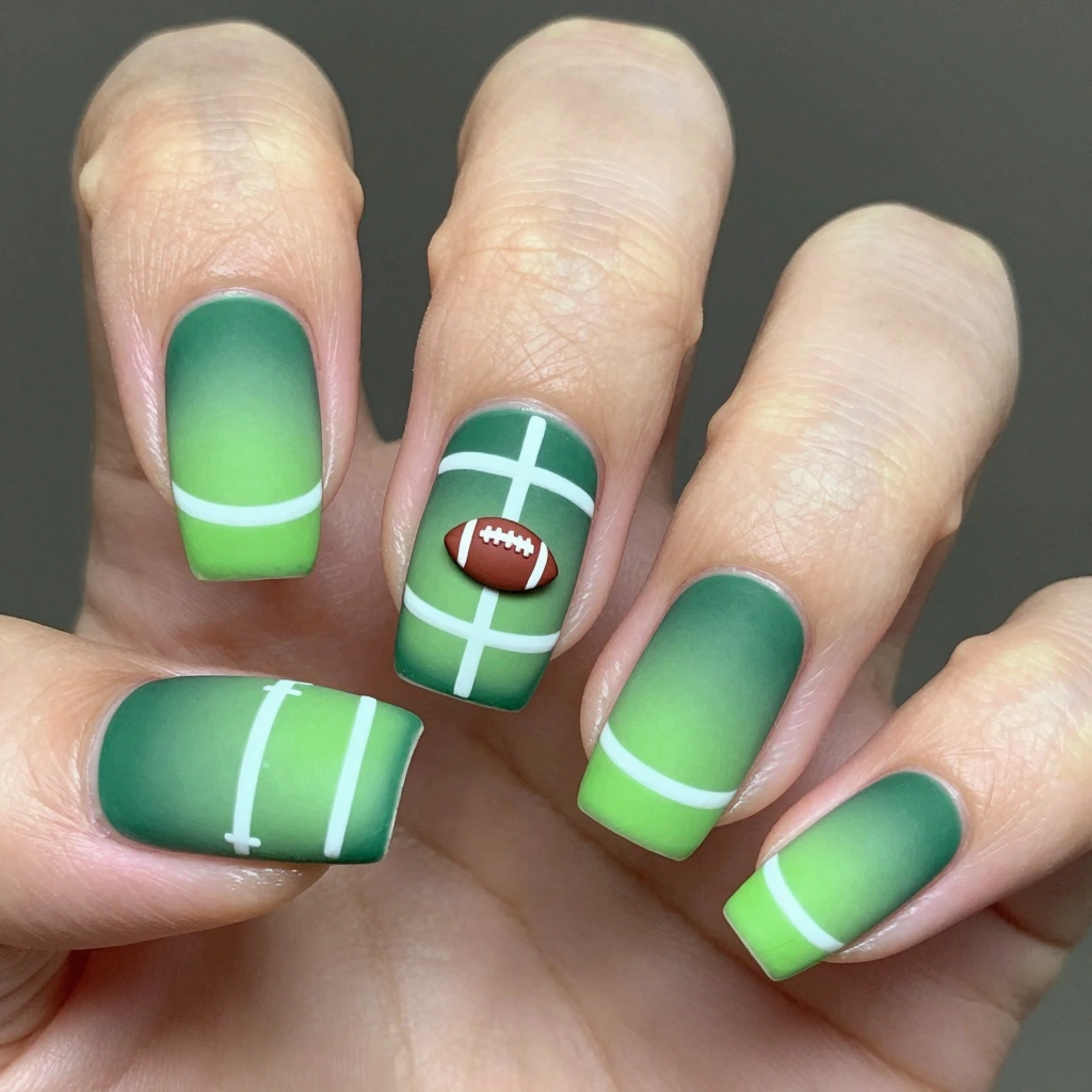 Football Field Ombre Nail Design