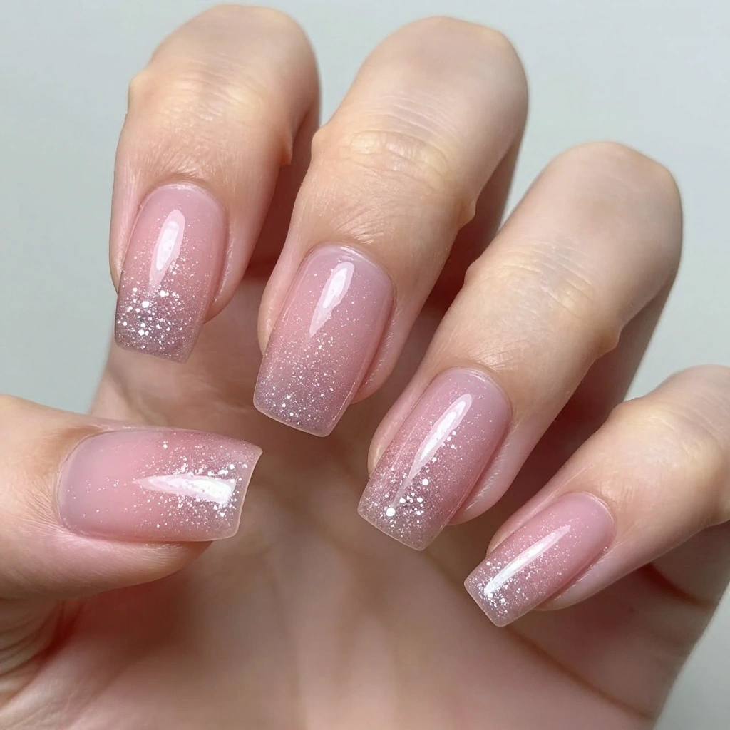 Glitter Ombre Tips Nail Design