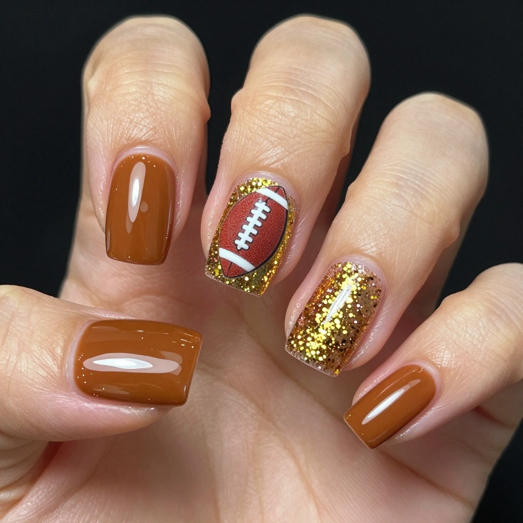 Glitter Touchdown Accent Nail Design
