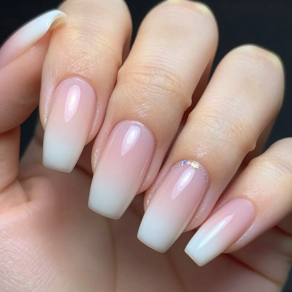 Glossy Bubble Bath Ombre Nails