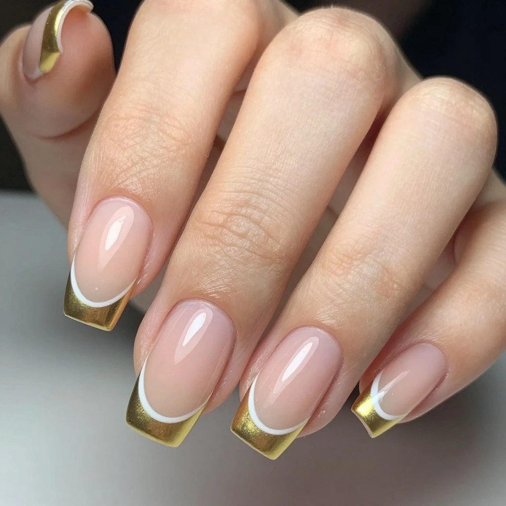 Gold Chrome French Tips