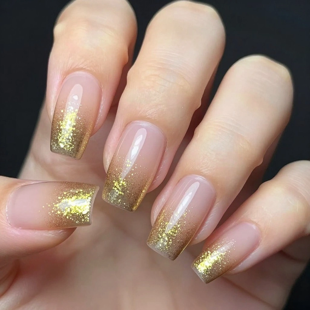 Gold Glitter Ombre Nails