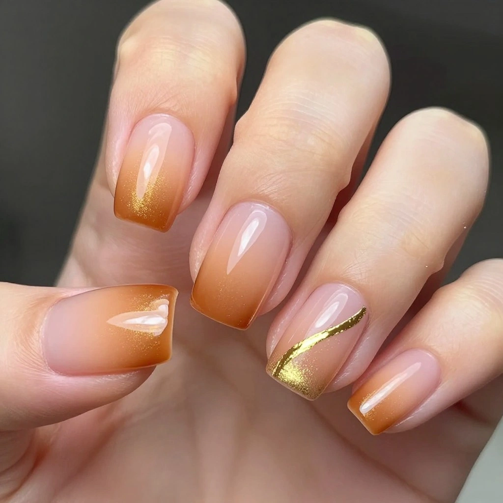 Golden Hour Ombre Short Nails