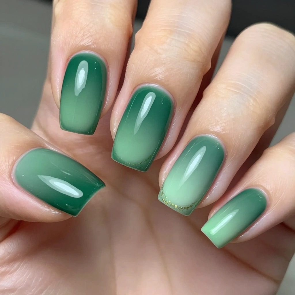 Green Ombre Gradient Nails