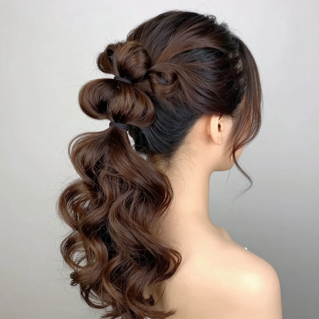 Half-Up Bubble Ponytail