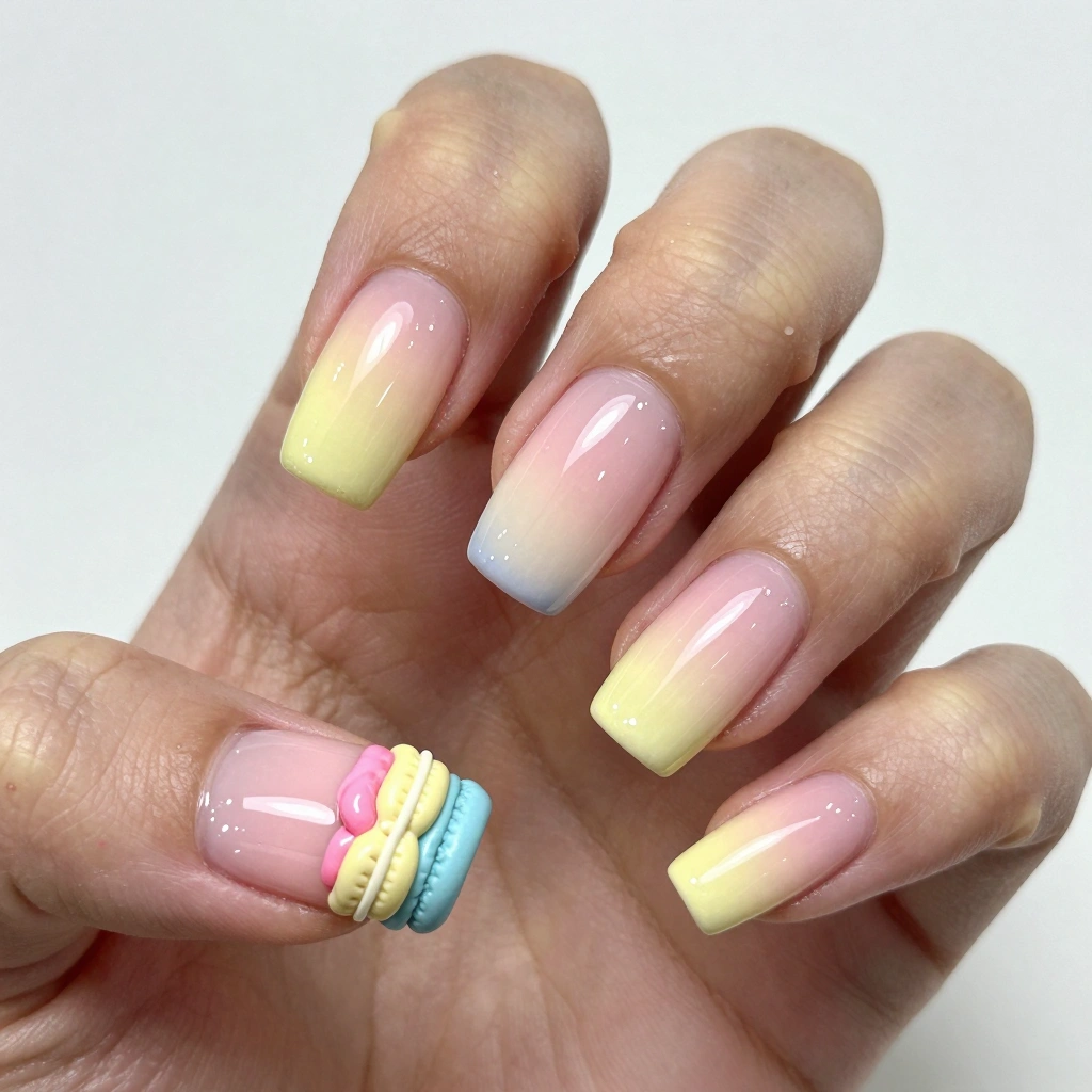 Macaron Pastel Ombre Nails