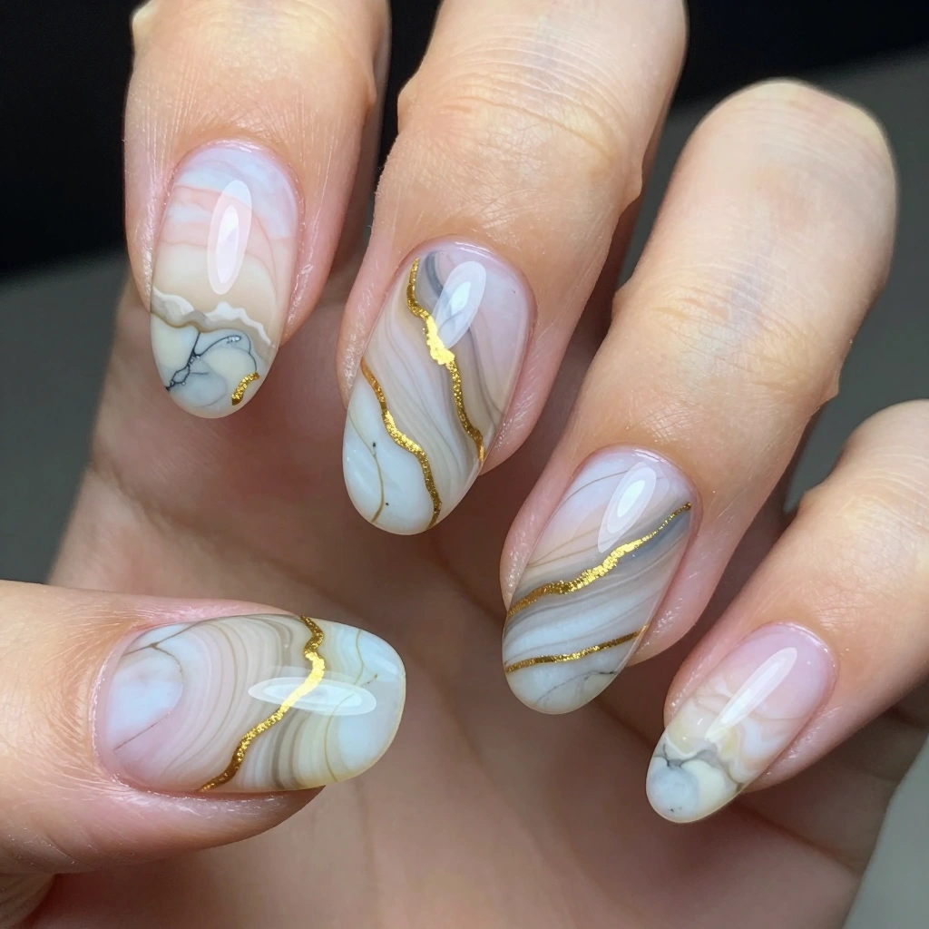 Marble Team Spirit Nail Design