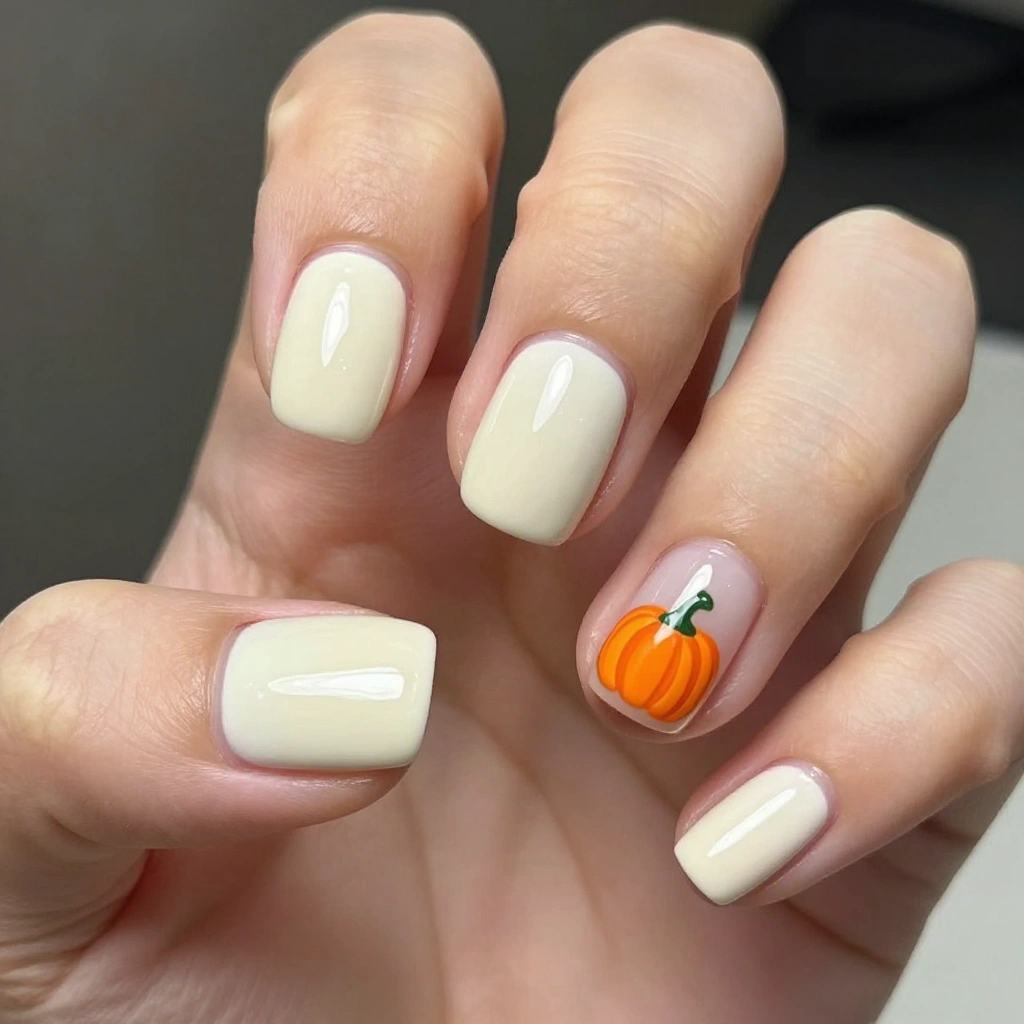 Mini Pumpkin Accent Short Nails