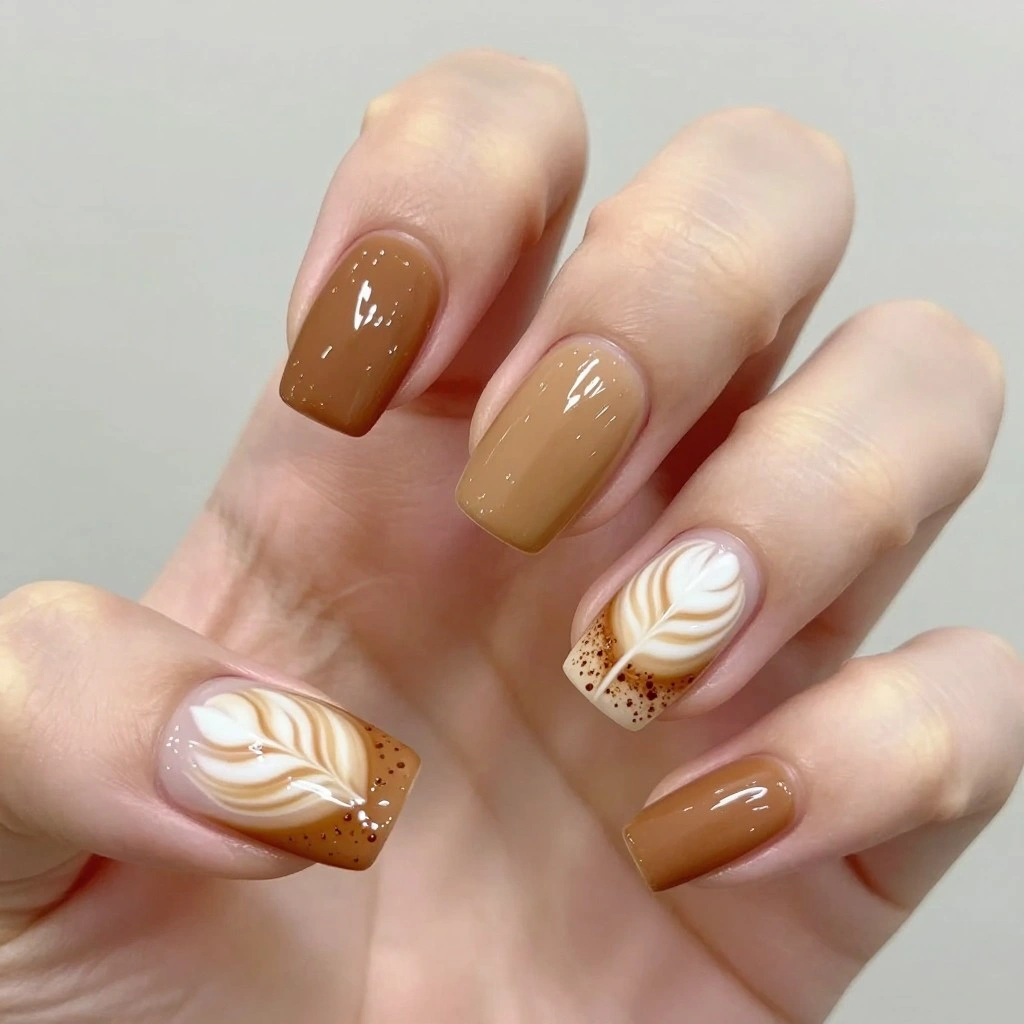 Parisian Cafe Latte Art Nails