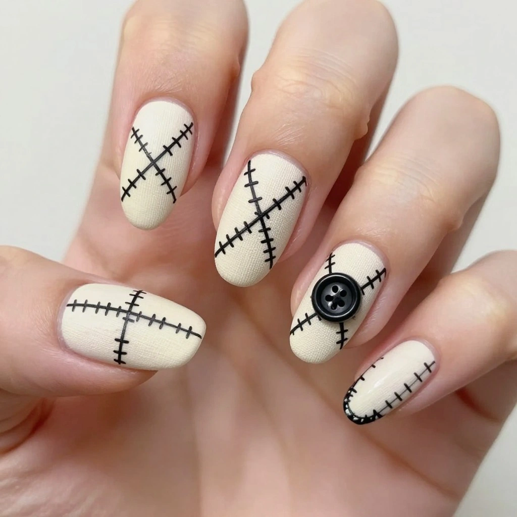Patchwork Doll Nail Design
