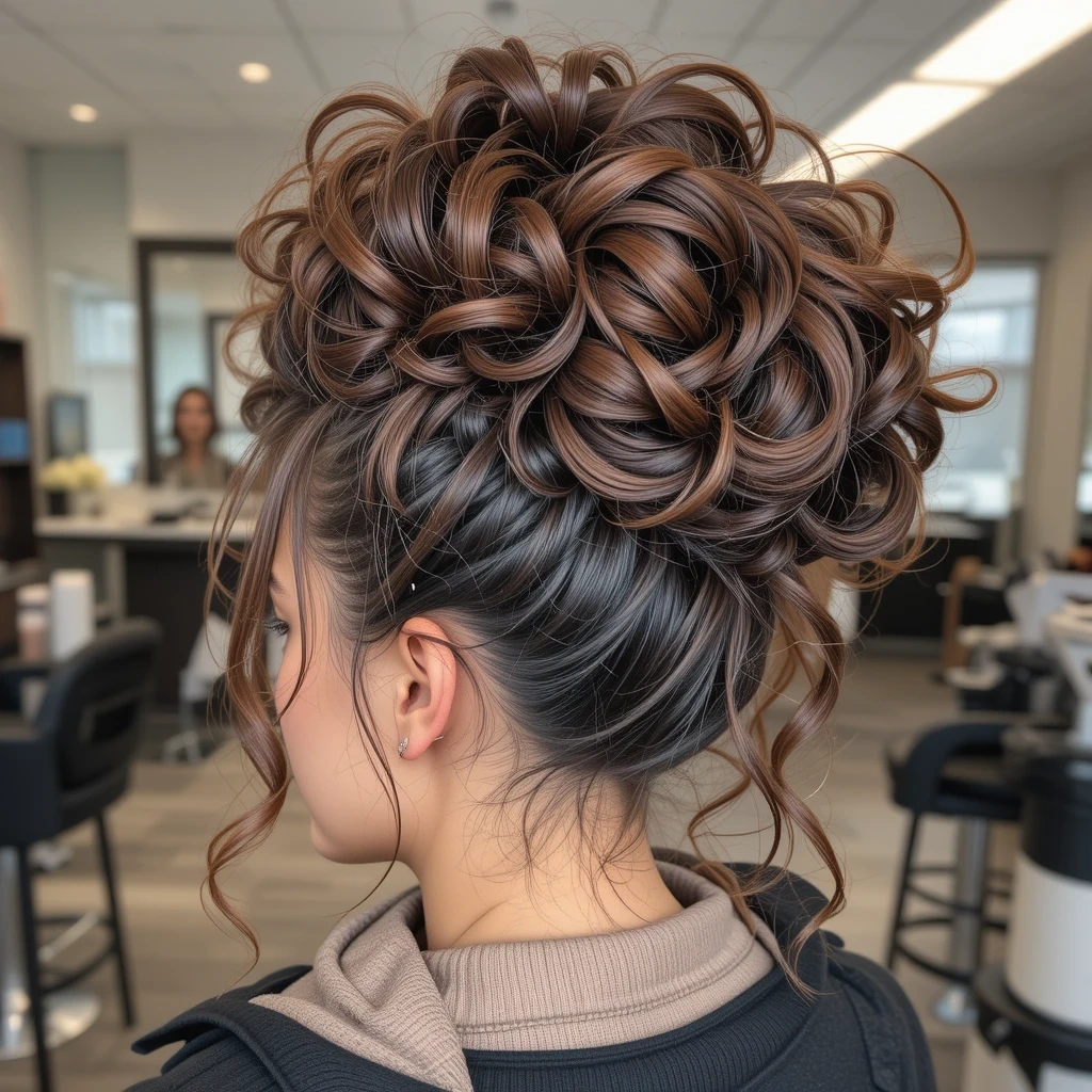 Pineapple Updo with Curly Volume