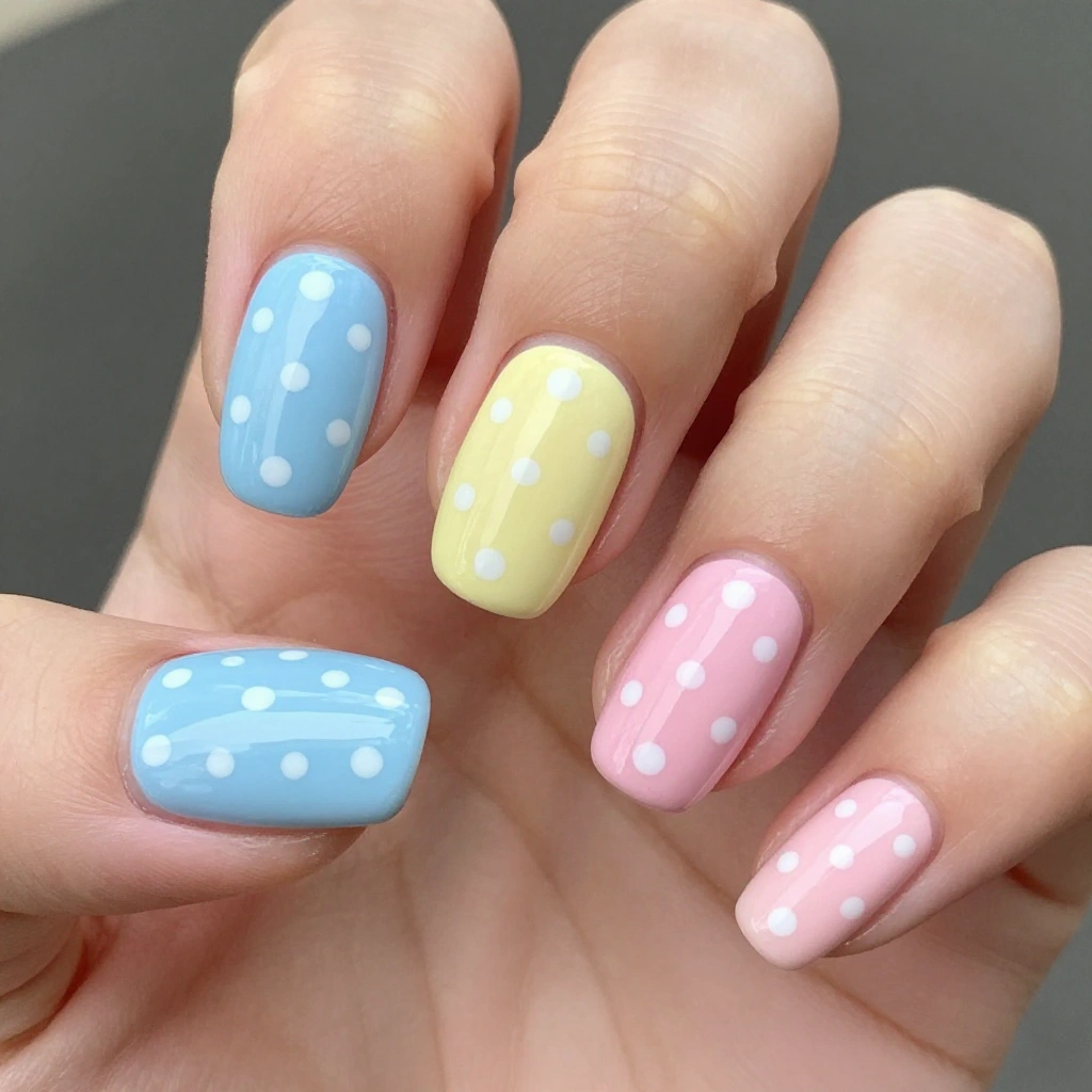 Polka Dot Pastel Nail Design