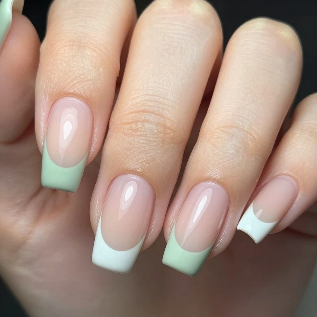 Sage Green Matte French Tips