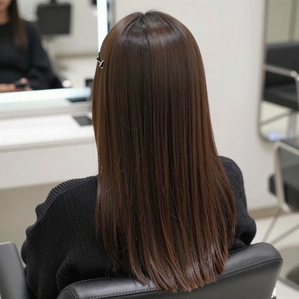 Sleek Straight Hair With a Middle Part