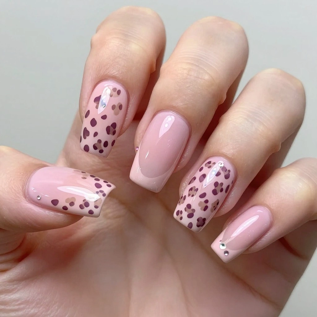 Soft Girl Pink Cheetah Print Nails