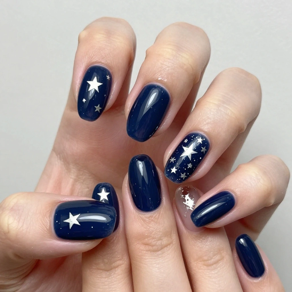 Star Foil Accent Nail Design