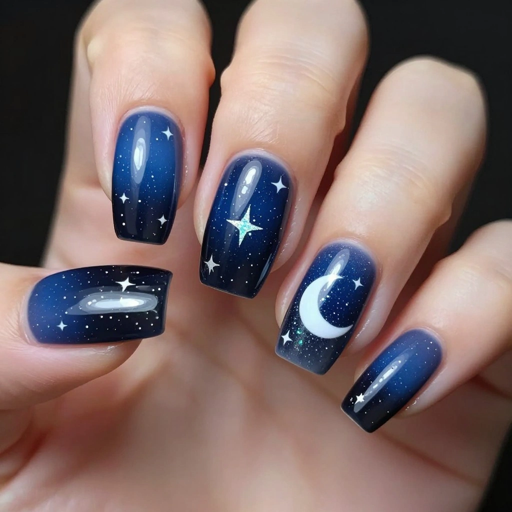 Starry Night Sky Nail Design