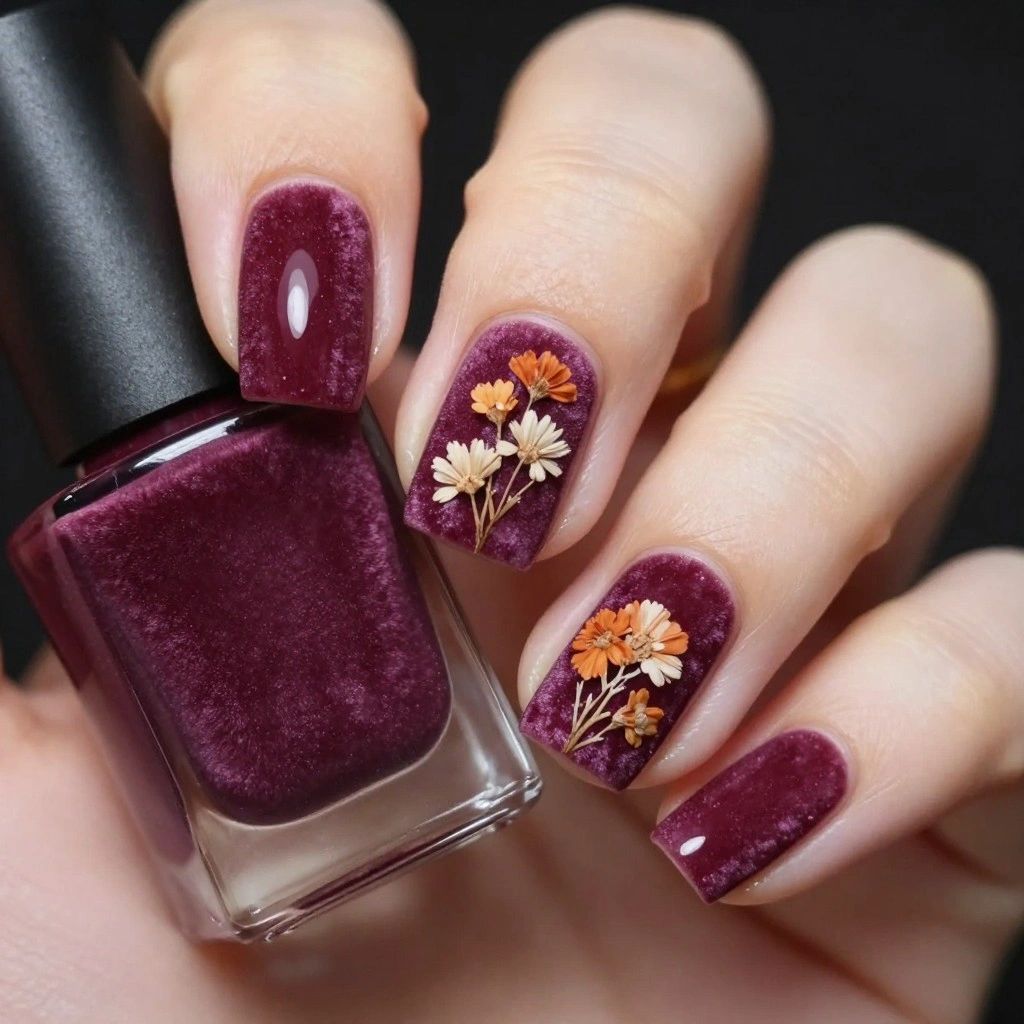 Textured Velvet Fall Nails