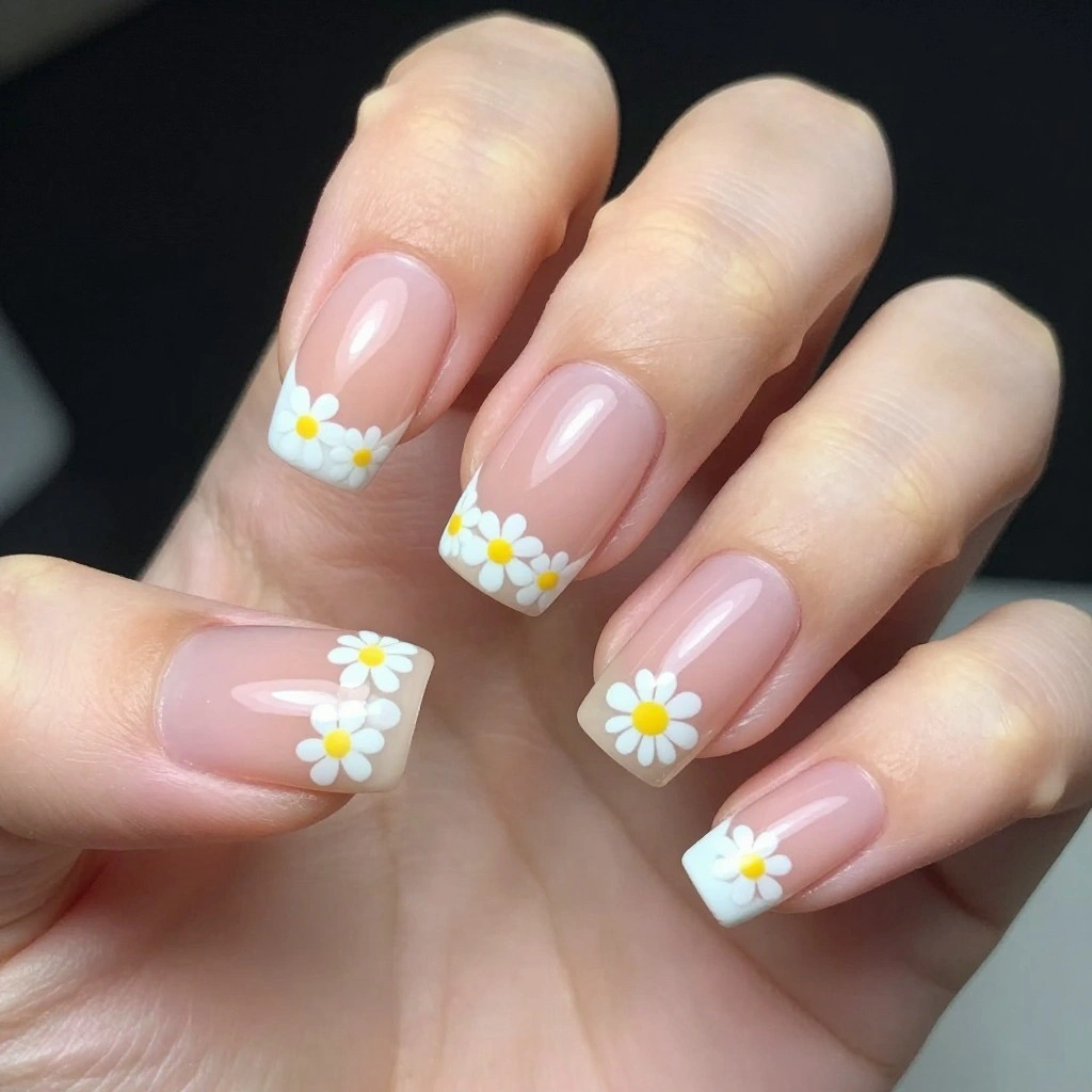 Tiny Daisy Short French Tips
