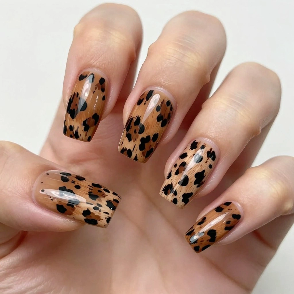 Toffee Leopard Print Acrylics