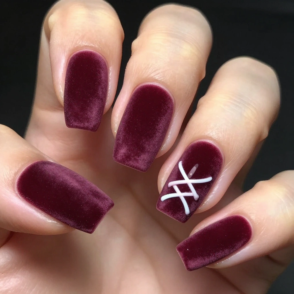 Velvet Matte Team Color Nail Design