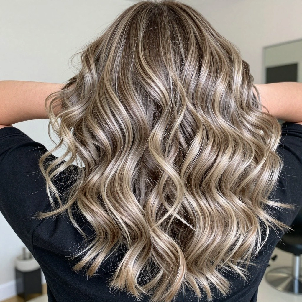 Ash Blonde Balayage on Curly Hair