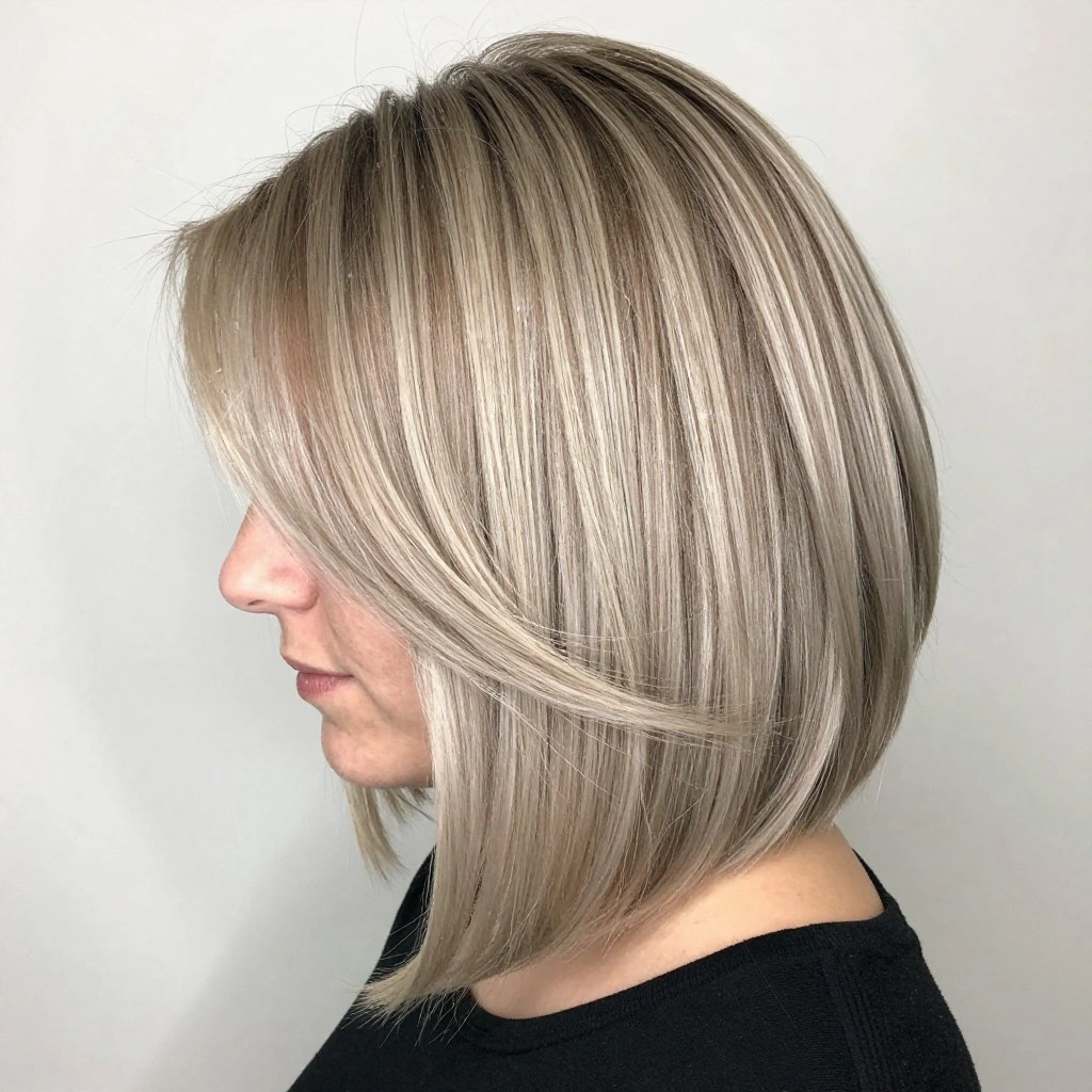 Ash Blonde Balayage on Short Bob