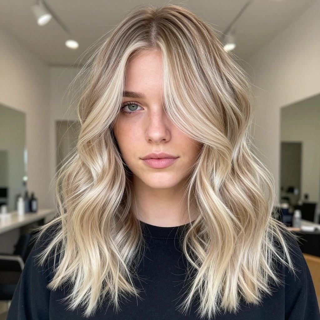 Ash Blonde Balayage with Face-Framing Highlights