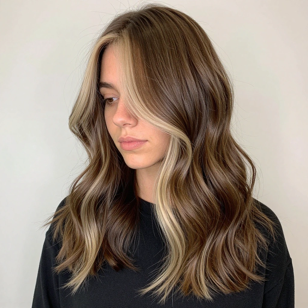 Ash Brown Balayage with Money Piece