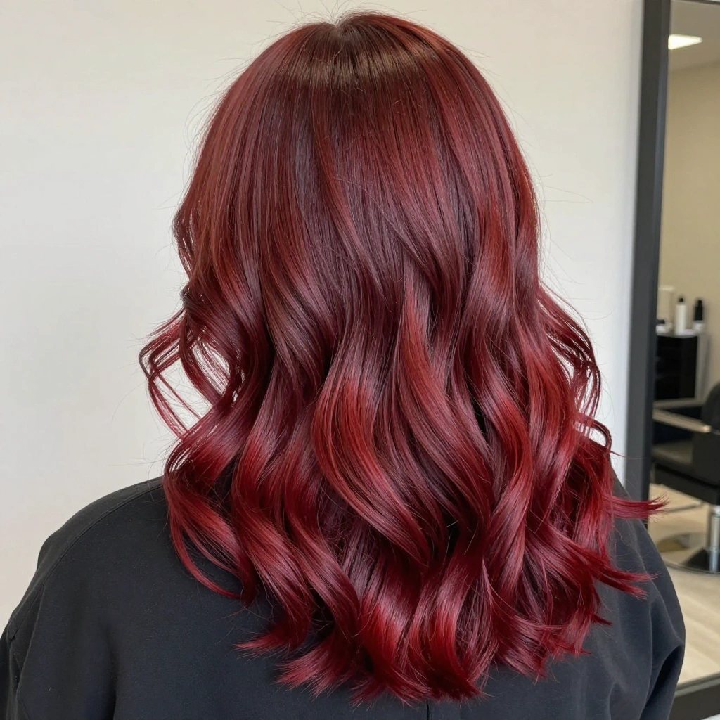 Auburn to Cherry Balayage Ombre