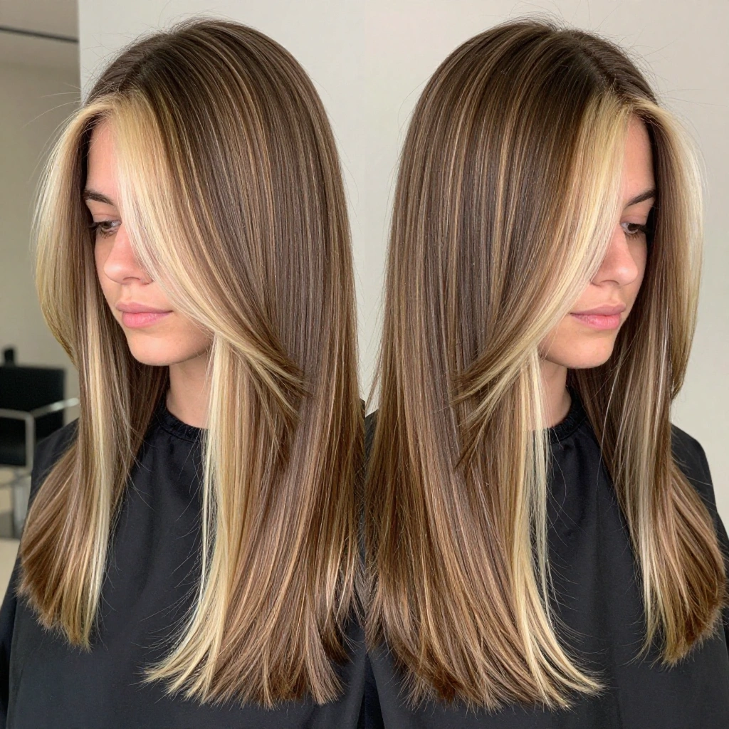 Balayage Brown Hair with Money Piece