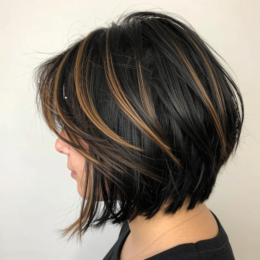 Balayage Highlights for Short Black Hair