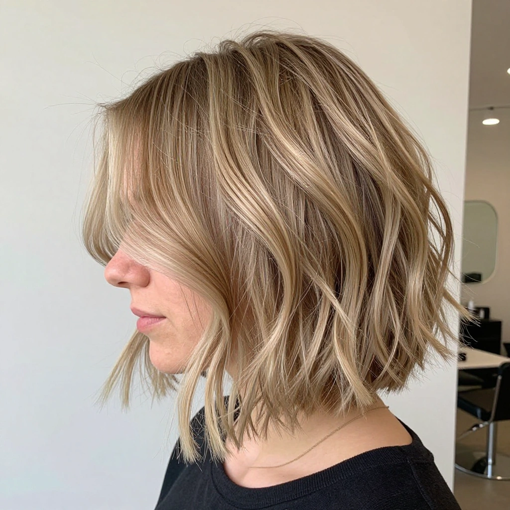Beige Blonde Balayage Short Hair