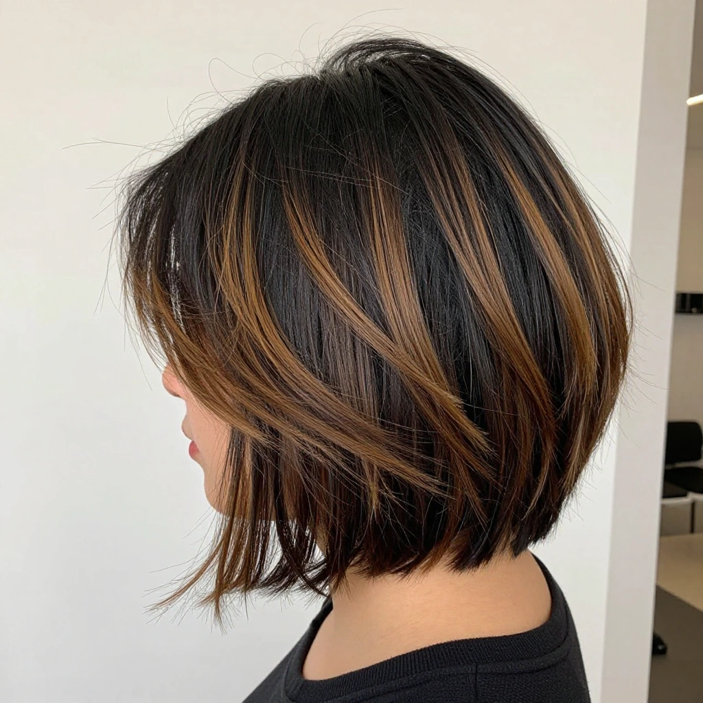 Black Balayage on Short Hair