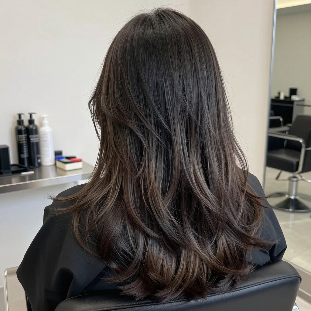Black Balayage with Ash Brown Tones
