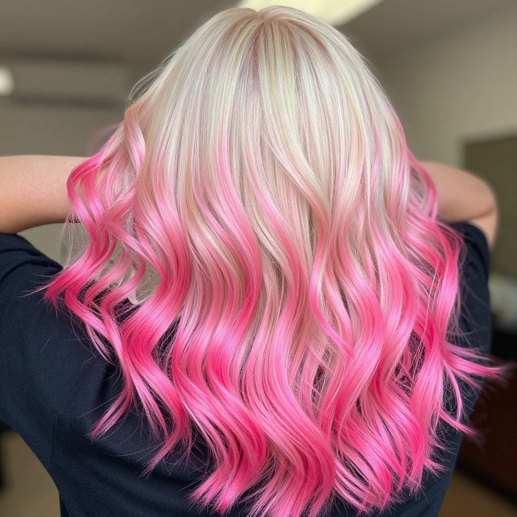 Bright Bubblegum Pink Balayage