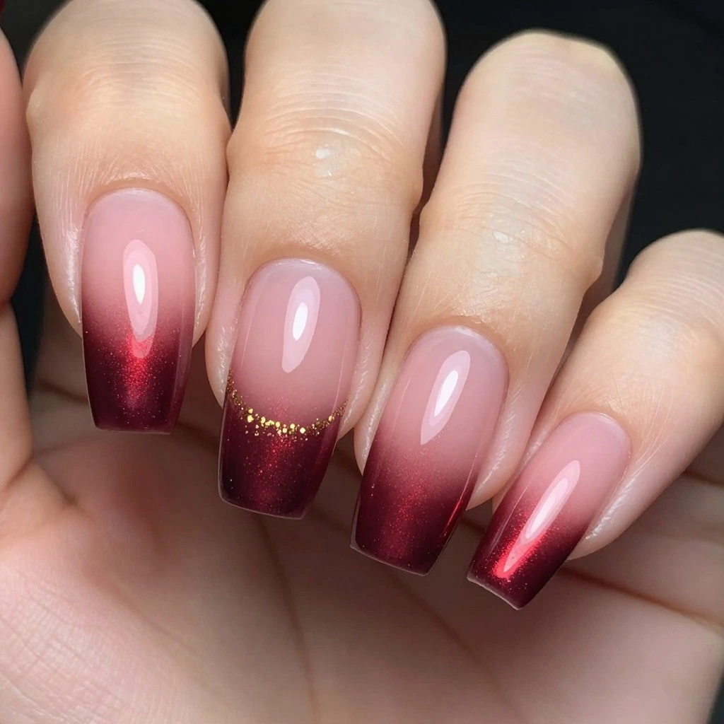 Burgundy Chrome Ombre Tip