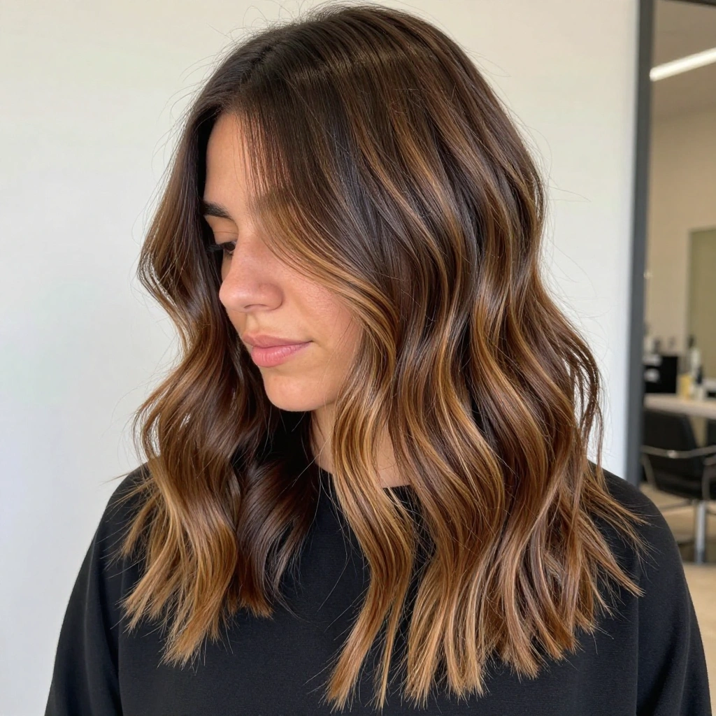 Caramel Balayage for Dark Brunettes