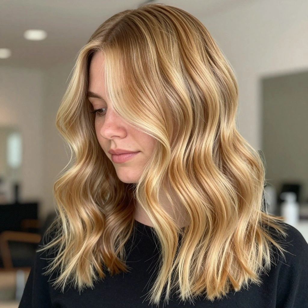 Caramel Balayage on Blonde Hair
