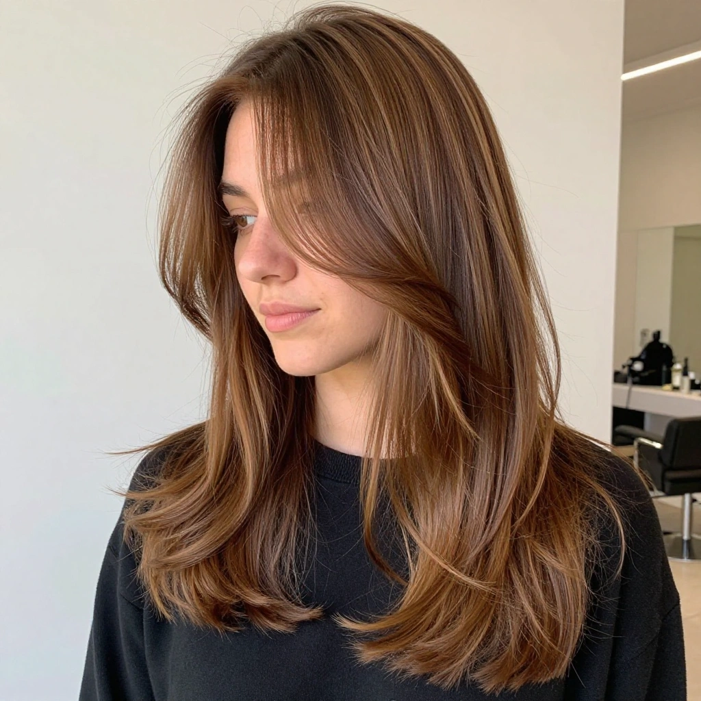 Caramel Balayage with Long Face-Framing Layers