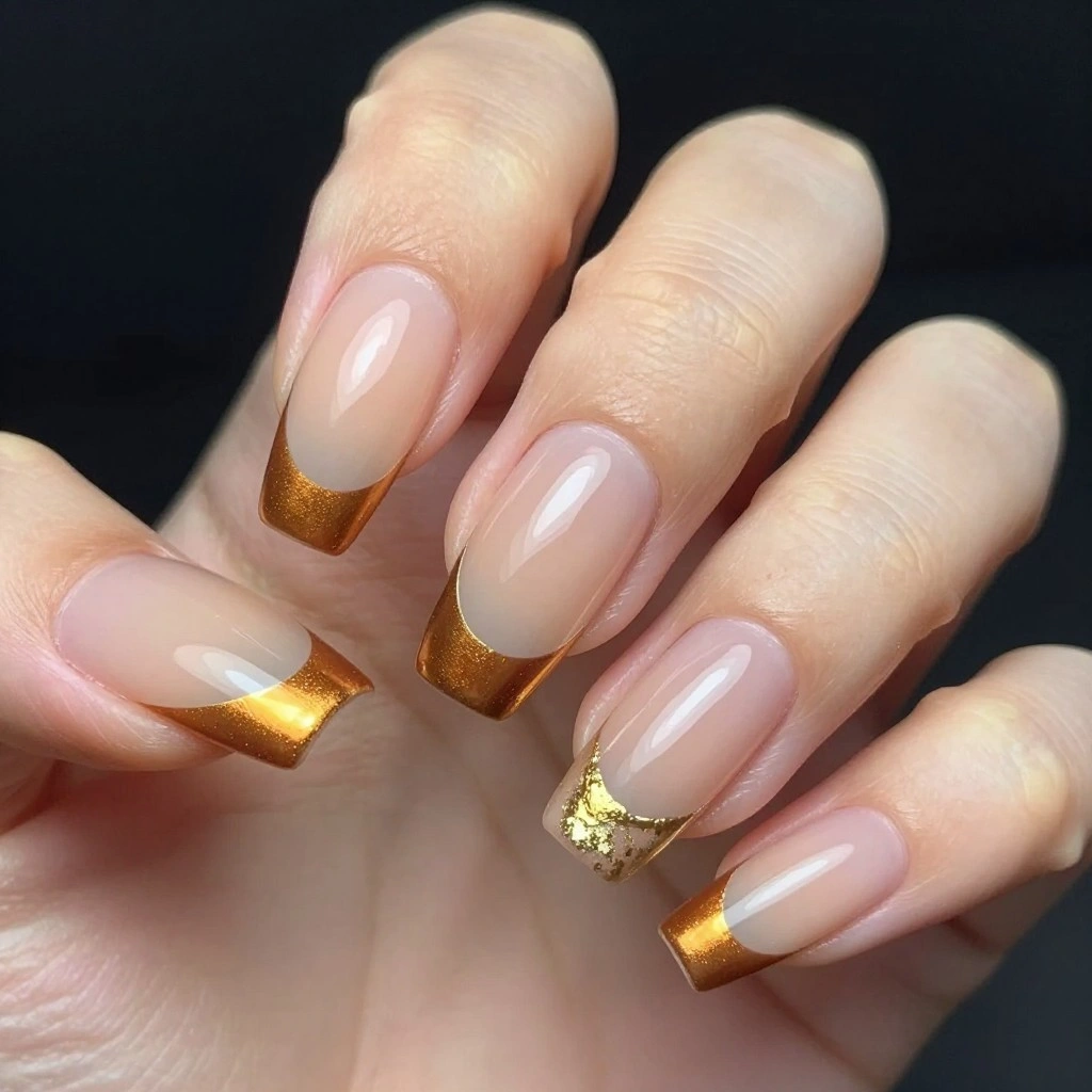 Caramel Chrome French Tip
