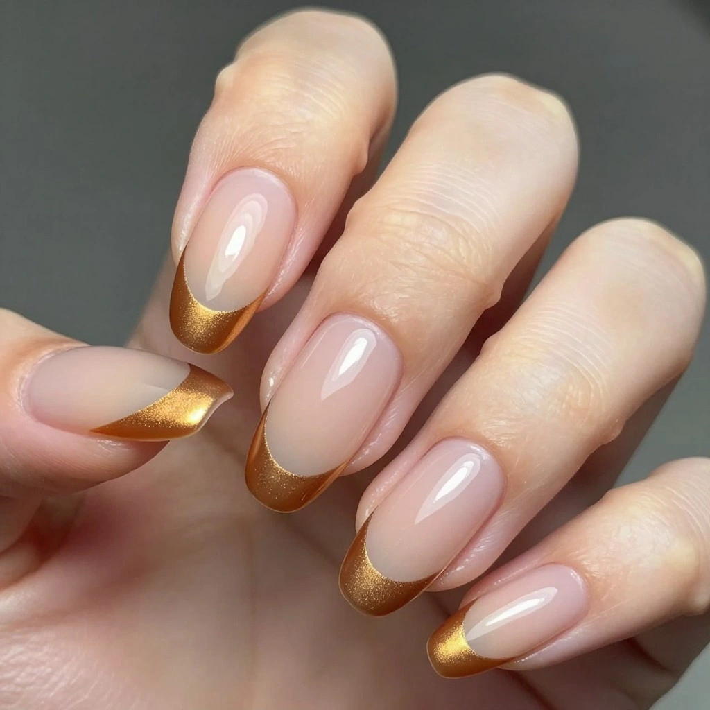 Caramel Chrome French Tips