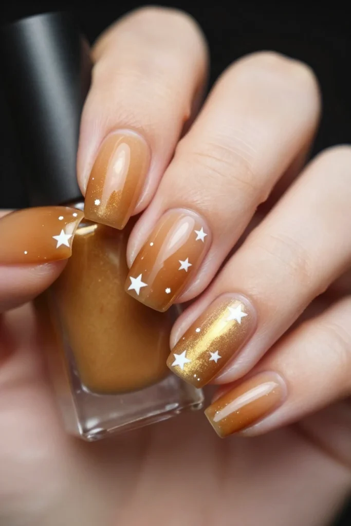 Caramel Chrome Ombre with Star Accents