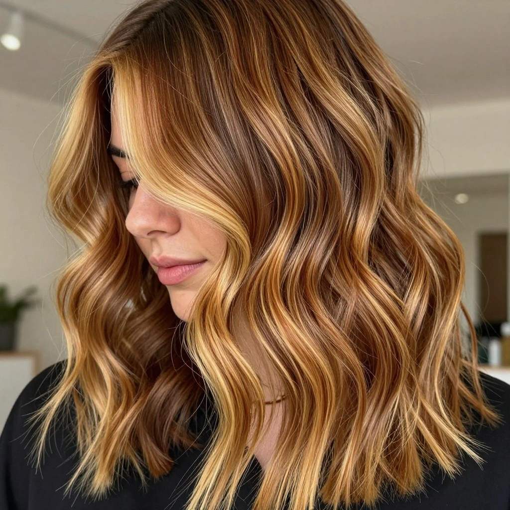 Caramel and Honey Blonde Balayage Mix