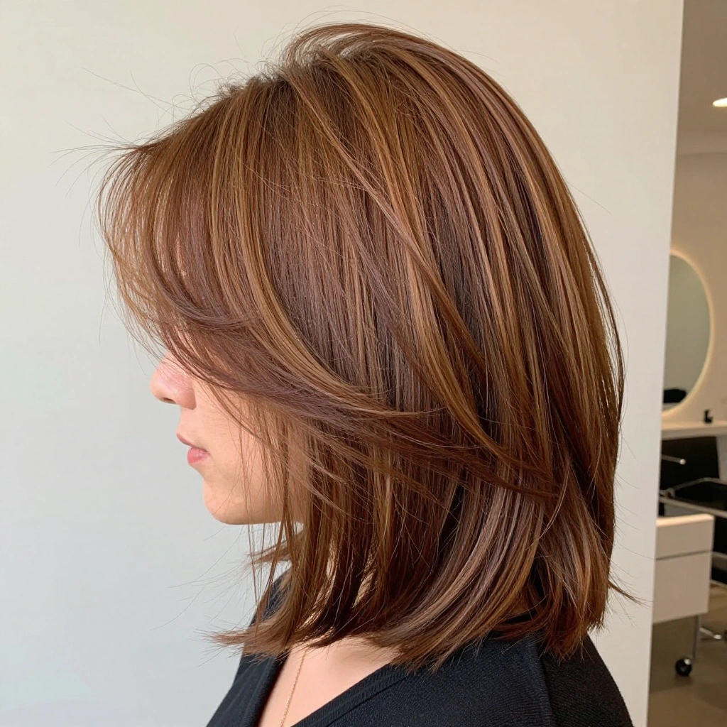 Chestnut Balayage Short Layers