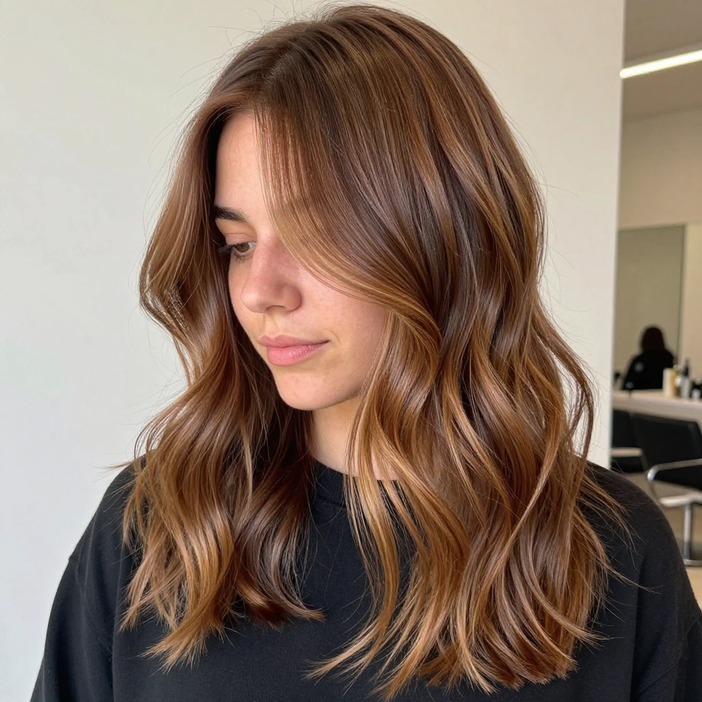 Chestnut Balayage With Face-Framing Highlights