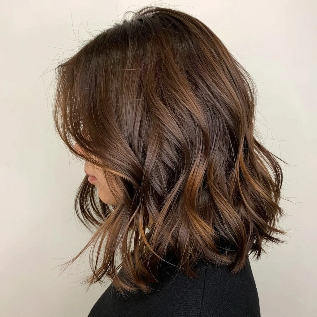 Chocolate Brown Balayage on Short Hair